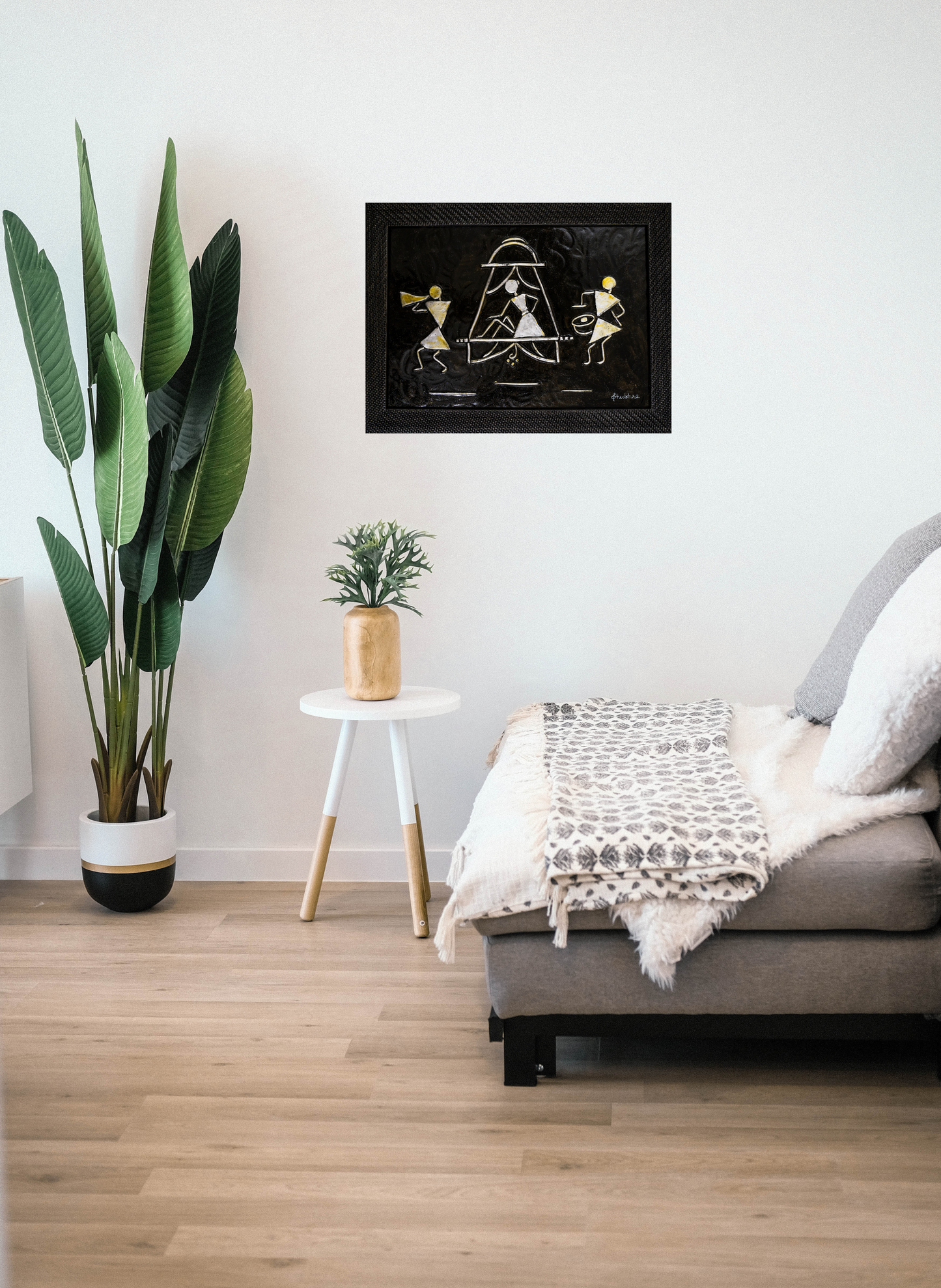 Warli - Black (Framed)