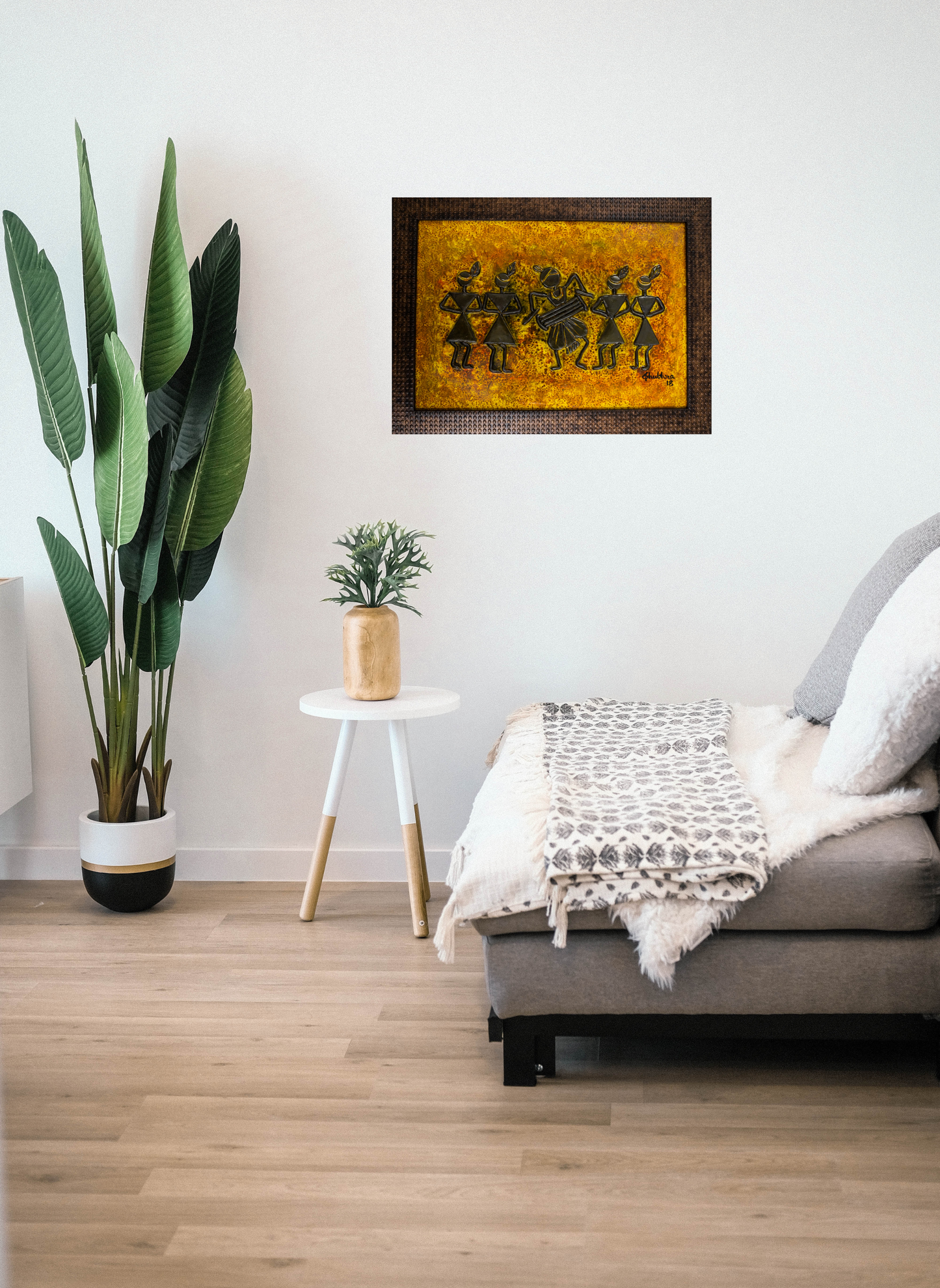 Warli - Orange (Framed)