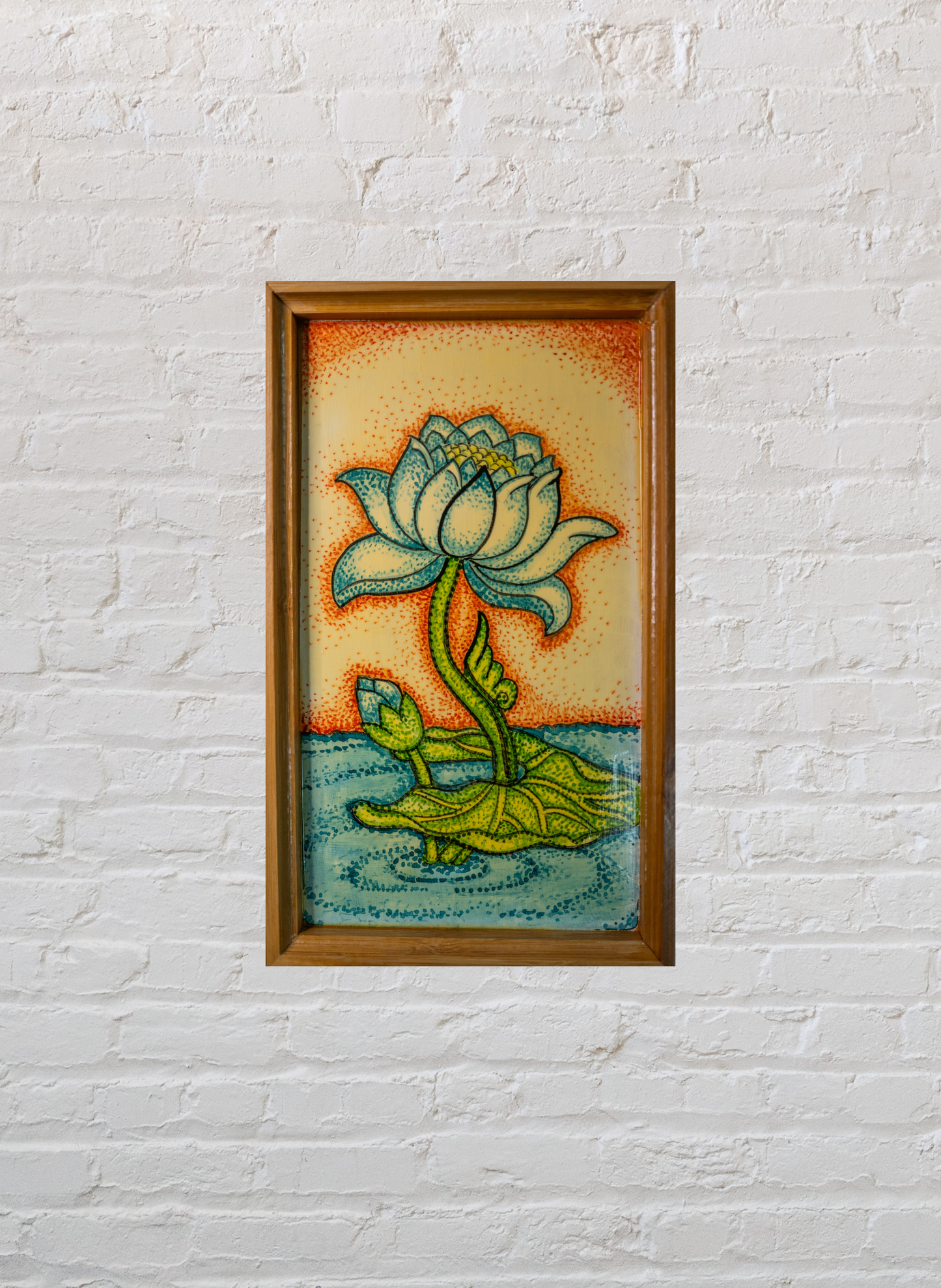 Standing Lotus - Pen Tray - Kerela Mural (Wood base)