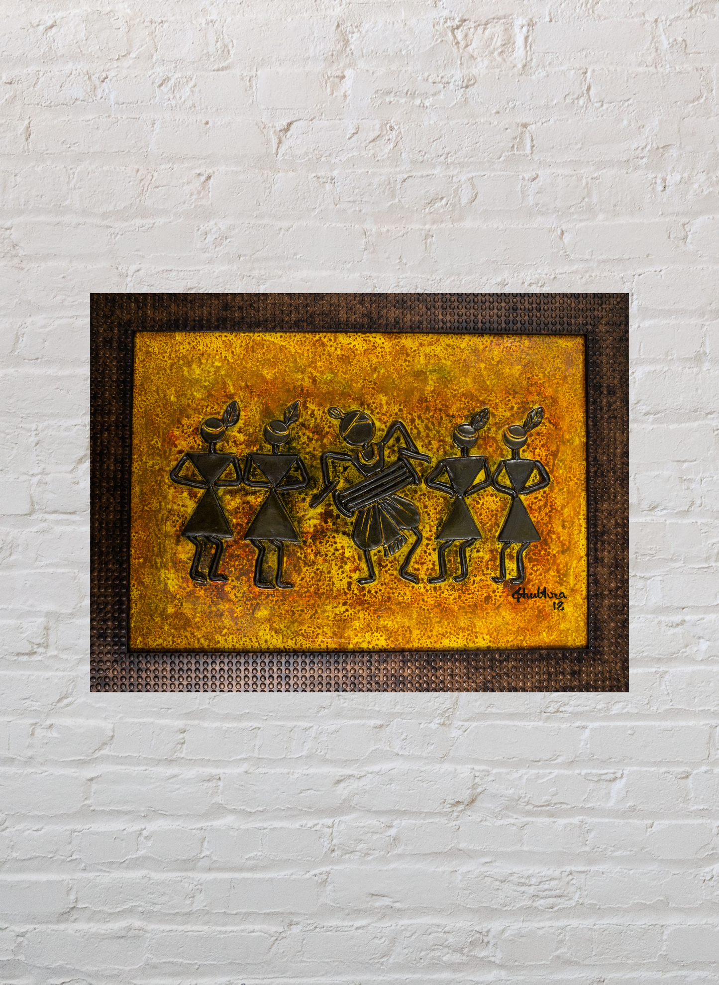 Warli - Orange (Framed)