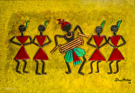Warli - Light Yellow (Framed)