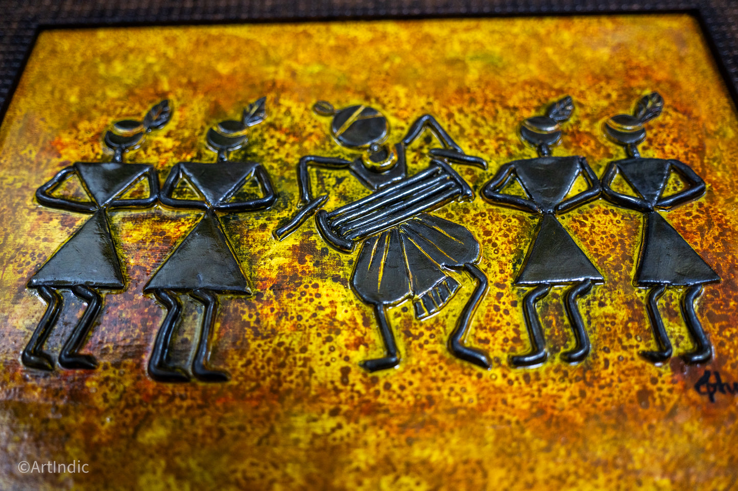 Warli - Orange (Framed)