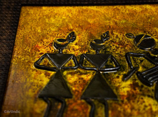 Warli - Orange (Framed)