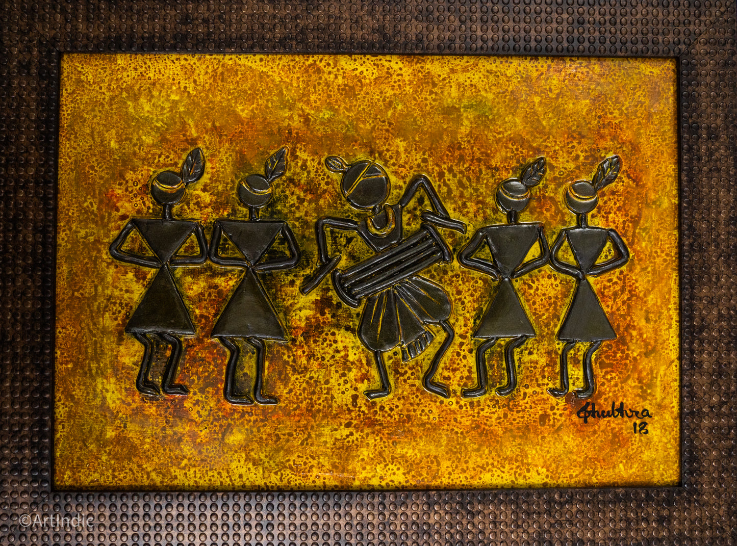 Warli - Orange (Framed)