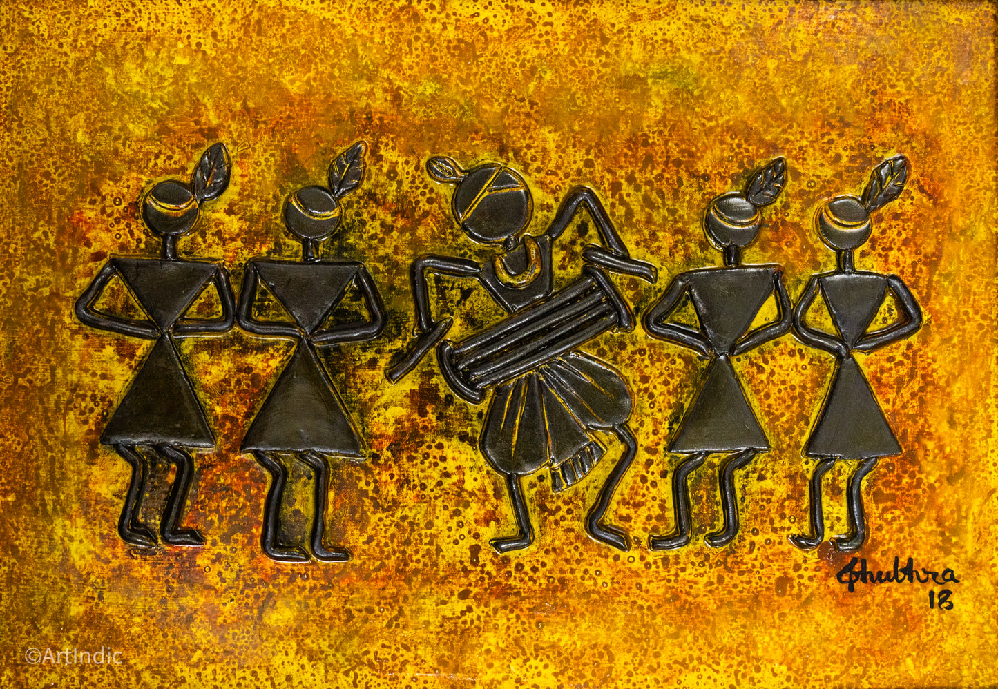 Warli - Orange (Framed)