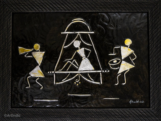 Warli - Black (Framed)