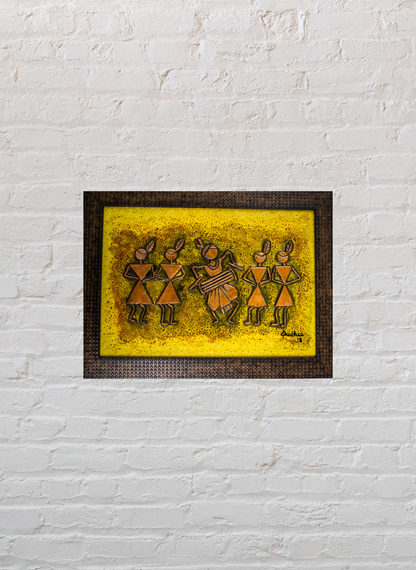 Warli - Yellow (Framed)