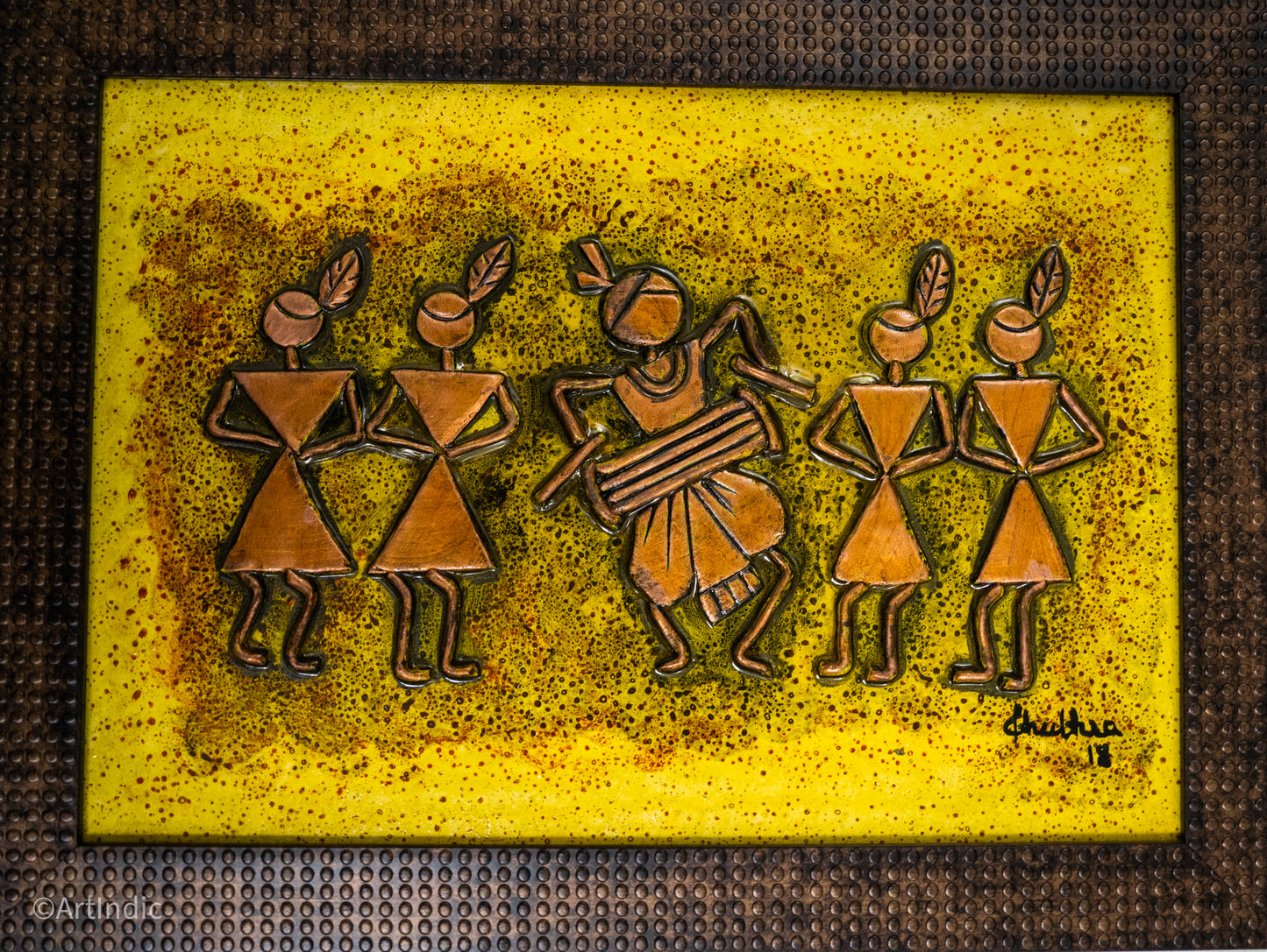 Warli - Yellow (Framed)