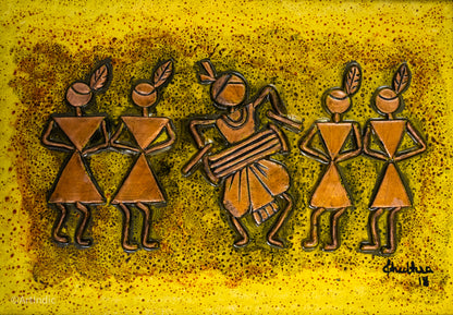 Warli - Yellow (Framed)